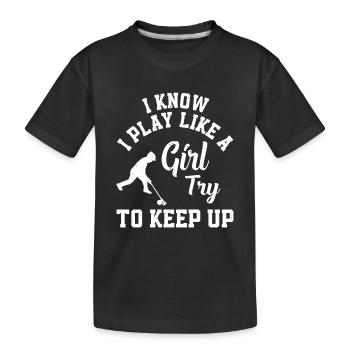 Je sais que je joue comme une fille essayer de suivre - Drôle B - T-shirt bio Premium Enfant - noir - Devant