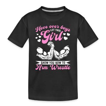 Arm Wrestle Arm Wrestler Girl Arm Wrestling Girl - Kids' Premium Organic T-Shirt - black - Front