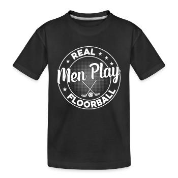 Real Men Play Floorball - Kinder Premium Bio T-Shirt - Schwarz - Vorne
