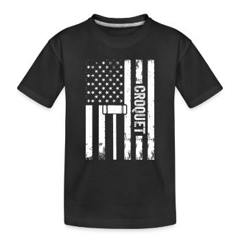 Croquet Player Croquet US Flag Croquet - Kids' Premium Organic T-Shirt - black - Front