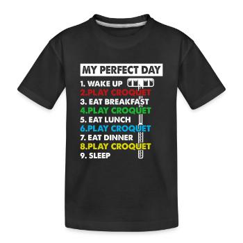 Playing Croquet Day Plan Croquet Player - Kids' Premium Organic T-Shirt - black - Front
