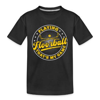 Jouer au floorball C’est mon jeu - Jeu de floorball - T-shirt bio Premium Enfant - noir - Devant