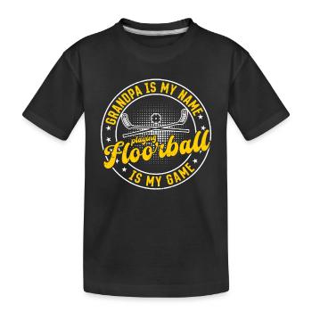 Floorball Player Grandpa Floorball Player - Kids' Premium Organic T-Shirt - black - Front