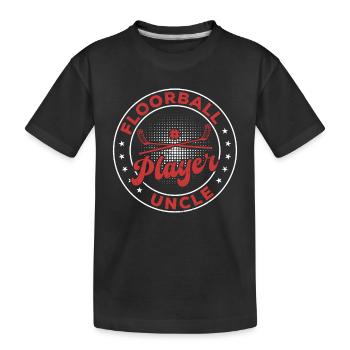 Floorball Player Uncle Unihockey Floorball Uncle - Kinder Premium Bio T-Shirt - Schwarz - Vorne