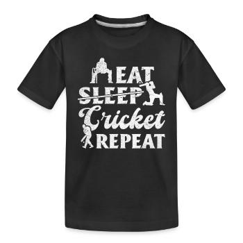 Eat Sleep Cricket Repeat - Funny Cricket Player - Kids' Premium Organic T-Shirt - black - Front