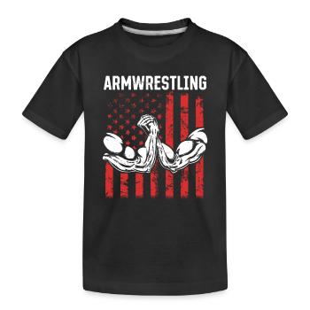Arm Wrestling Armwrestling US Flag Arm Wrestler - Kids' Premium Organic T-Shirt - black - Front