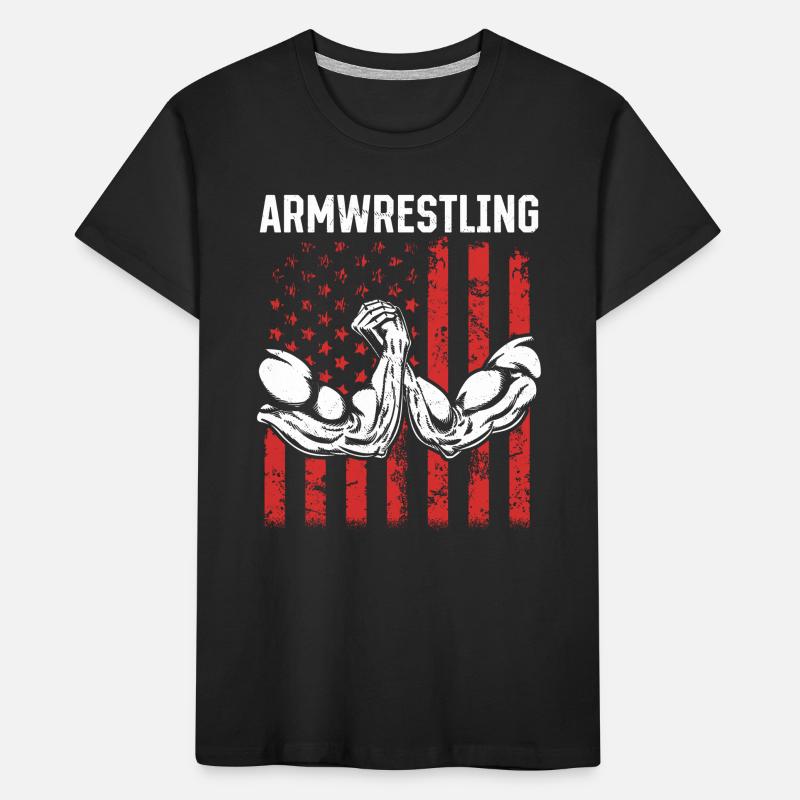Bras de fer Bras de fer Drapeau américain Bras de fer T-shirt bio Premium Enfant