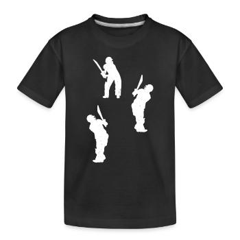 Cricket Silhouette Cricket Player Silhouettes Cric - Kinder Premium Bio T-Shirt - Schwarz - Vorne
