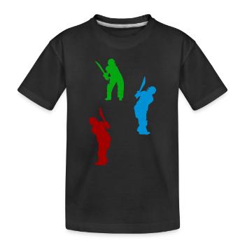 Cricketing Silhouette Cricket Player Silhouettes C - Kids' Premium Organic T-Shirt - black - Front