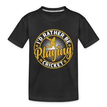 Joueur de cricket Cricket - Je préfère jouer - T-shirt bio Premium Enfant - noir - Devant