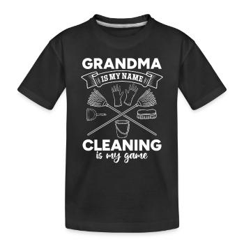 Grand-mère est mon nom Le ménage est mon jeu - Entretien ménager - T-shirt bio Premium Enfant - noir - Devant
