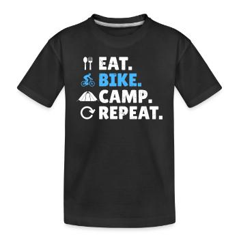 Eat. Bike. Camp. Repeat. - Gravel Bike Bikepacking - Kids' Premium Organic T-Shirt - black - Front