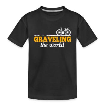 Gravel Bike Bikepacking Bikepacker - Graveling The - Kids' Premium Organic T-Shirt - black - Front