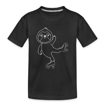 Funny Roller Skater Sloth Roller Skating - Kinder Premium Bio T-Shirt - Schwarz - Vorne