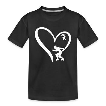 Roller Skater Heart Silhouette Roller Skating - Kinder Premium Bio T-Shirt - Schwarz - Vorne
