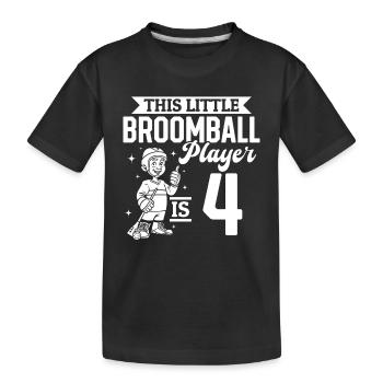 This Little Broomball Player Is 4 Years Old - Broo - Kinder Premium Bio T-Shirt - Schwarz - Vorne