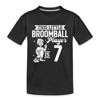 This Little Broomball Player Is 7 Years Old - Broo - Kinder Premium Bio T-Shirt - Schwarz - Vorne