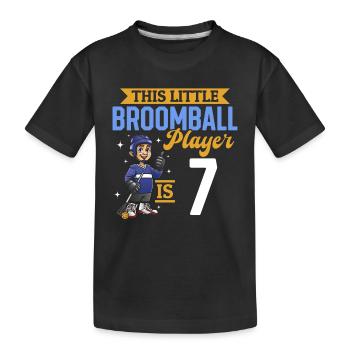 Broomball Player Kids 7th Birthday Broomball - Kinder Premium Bio T-Shirt - Schwarz - Vorne