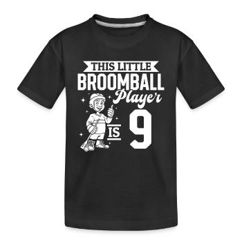 This Little Broomball Player Is 9 Years Old - Broo - Kinder Premium Bio T-Shirt - Schwarz - Vorne