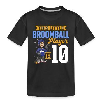 Broomball Player Kids 10th Birthday Broomball - Kinder Premium Bio T-Shirt - Schwarz - Vorne