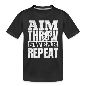 Joueur de floorball - Viser, lancer, jurer, répéter - Unihoc - T-shirt bio Premium Enfant - noir - Devant