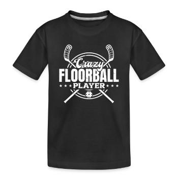 Jeu de floorball unihockey - Joueur de floorball fou - T-shirt bio Premium Enfant - noir - Devant