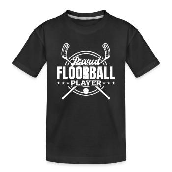 Jeu de floorball unihockey - Fier joueur de floorball - T-shirt bio Premium Enfant - noir - Devant