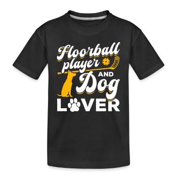Floorball player and dog lover - Dog Owner Unihock - Kinder Premium Bio T-Shirt - Schwarz - Vorne