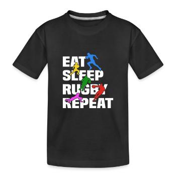 Eat Sleep Rugby Repeat - Rugby Player Rugby Sport - Kinder Premium Bio T-Shirt - Schwarz - Vorne