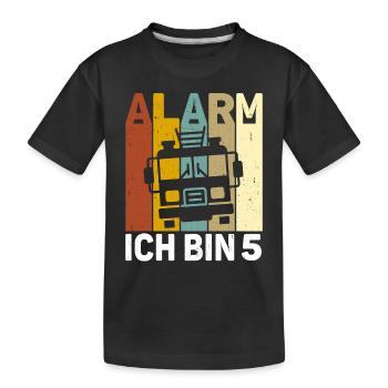 Feuerwehr Feuerwehrauto Geburtstag Junge 5 Jahre - Kinder Premium Bio T-Shirt - Schwarz - Vorne