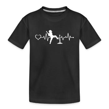 T-ball Player Heartbeat Tee-ball Heartbeat Heart - Kids' Premium Organic T-Shirt - black - Front