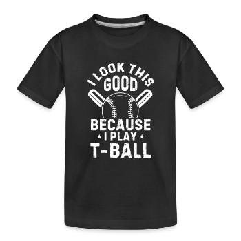 Joueur de teeball - J’ai l’air si bien parce que je joue T - T-shirt bio Premium Enfant - noir - Devant