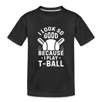 Drôle de joueur de teeball, j’ai l’air si bien parce que je joue - T-shirt bio Premium Enfant - noir - Devant