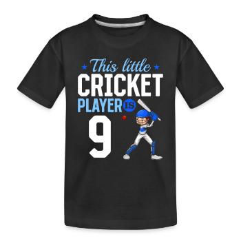 9th Birthday Cricket Player Baby Cricket Player - Kids' Premium Organic T-Shirt - black - Front