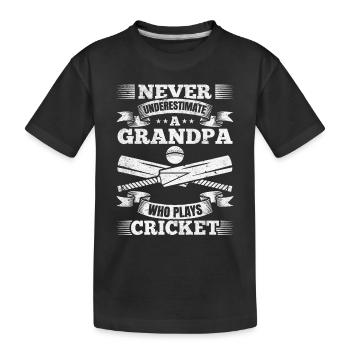 Never underestimate a grandpa who plays cricket - Kids' Premium Organic T-Shirt - black - Front
