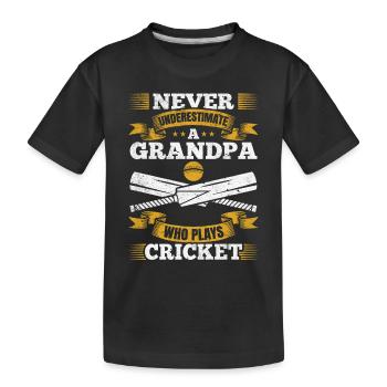 Never underestimate a grandpa who plays cricket - Kids' Premium Organic T-Shirt - black - Front