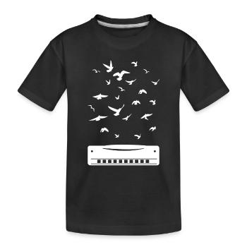 Playing Harmonica Player Harmonica Instrument - Kids' Premium Organic T-Shirt - black - Front