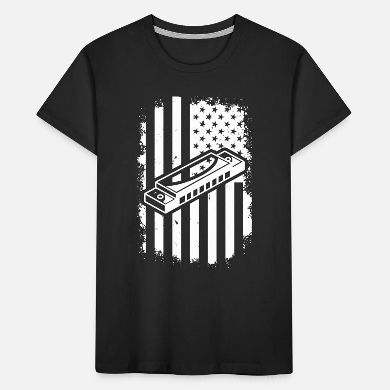 Harmonica US Flag Harmonica Musician Harmonica Ins Kids' Premium Organic T-Shirt