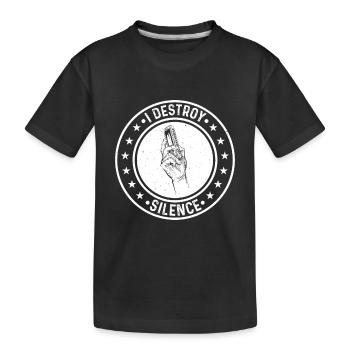 I Destroy Silence Harmonica Musician Harmonicist - Kids' Premium Organic T-Shirt - black - Front