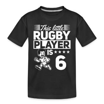 6ème anniversaire Joueur de rugby Enfants Joueur de rugby - T-shirt bio Premium Enfant - noir - Devant