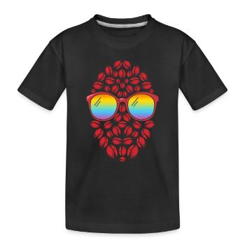 Funny Rugby Face Rugby Ball - Kids' Premium Organic T-Shirt - black - Front