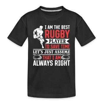 I am the best Rugby player - Funny Rugby - Kids' Premium Organic T-Shirt - black - Front