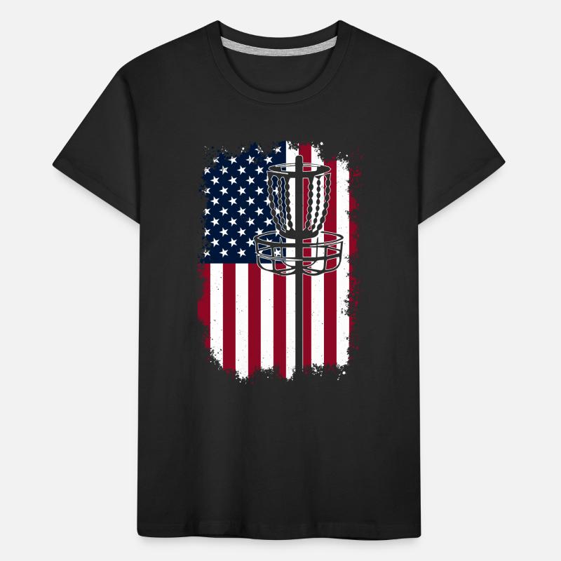 Disc Golf Drapeau des États-Unis Drapeau Panier à disques Drapeau des États-Unis Disque Go T-shirt bio Premium Enfant