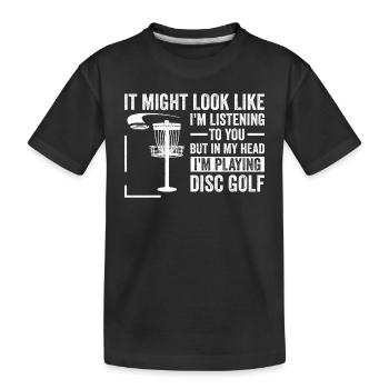 Funny Disc Golf - Mais dans ma tête, je joue au disque - T-shirt bio Premium Enfant - noir - Devant