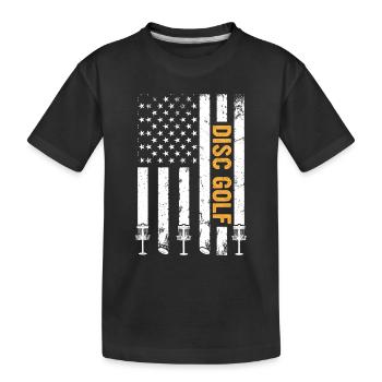 Disc Golf US Flag Disc Golfer - Kinder Premium Bio T-Shirt - Schwarz - Vorne