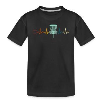 Disc golfing heartbeat disc golf basket Disc golf - Kids' Premium Organic T-Shirt - black - Front