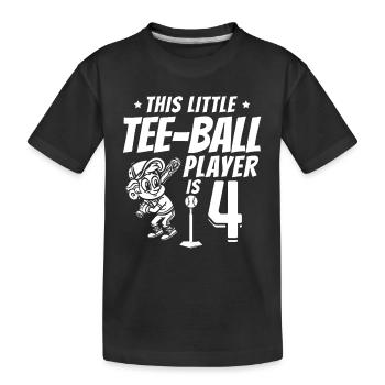 Tee-ball player 4th Birthday 4 Years Old Tee-ball - Kinder Premium Bio T-Shirt - Schwarz - Vorne