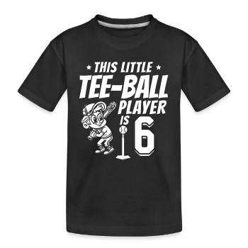 Tee-ball player 6th Birthday 6 Years Old Tee-ball - Kinder Premium Bio T-Shirt - Schwarz - Vorne