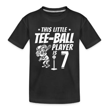 Tee-ball player 7th Birthday 7 Years Old Tee-ball - Kids' Premium Organic T-Shirt - black - Front