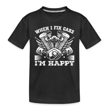 Quand je répare des voitures, je suis heureux - Mécanicien automobile - T-shirt bio Premium Enfant - noir - Devant